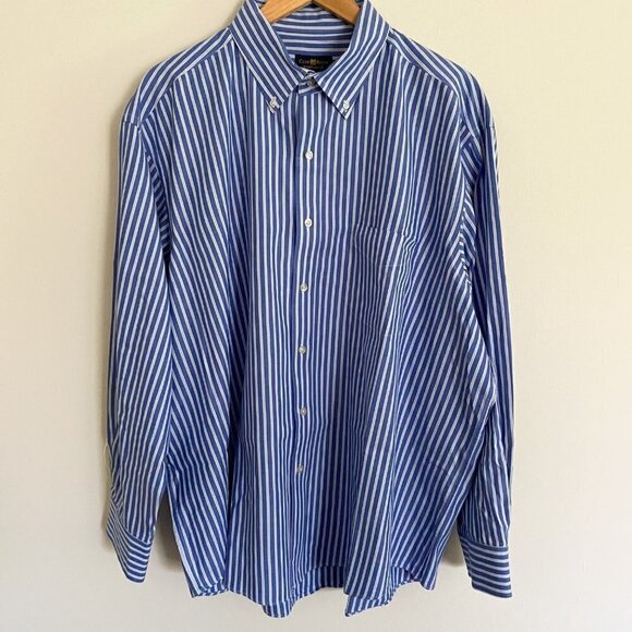 Club Room Regular Fit Pinpoint Mens Button Down Blue Shirt. Size 18.5 34/35 - Picture 3 of 10